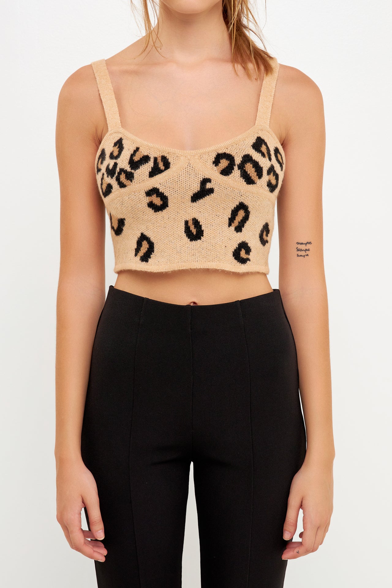 GREY LAB-Leopard Bustier Knit-CAMI TOPS & TANK available at Objectrare