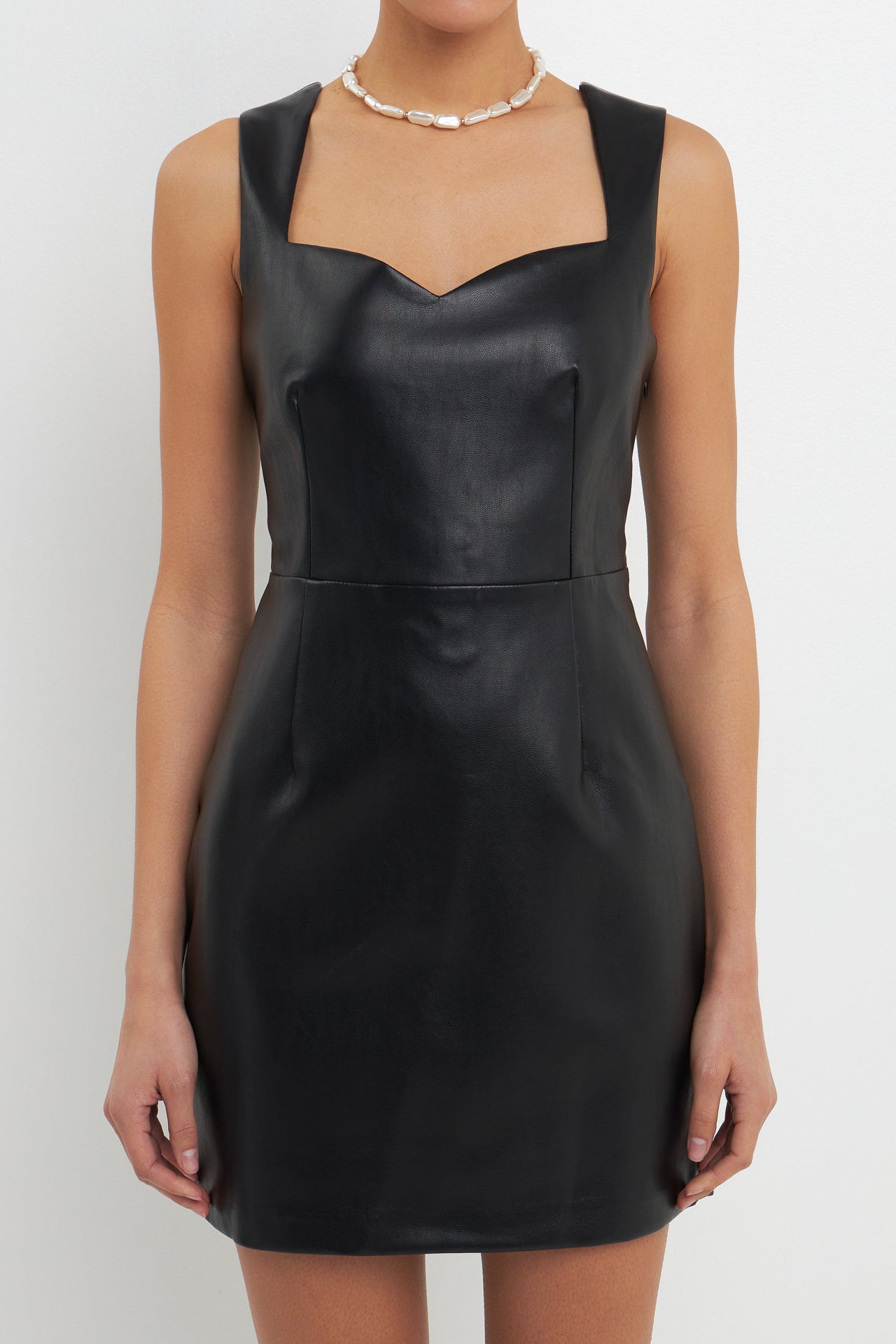 GREY LAB-Sweetheart Leather Mini Dress-DRESSES available at Objectrare
