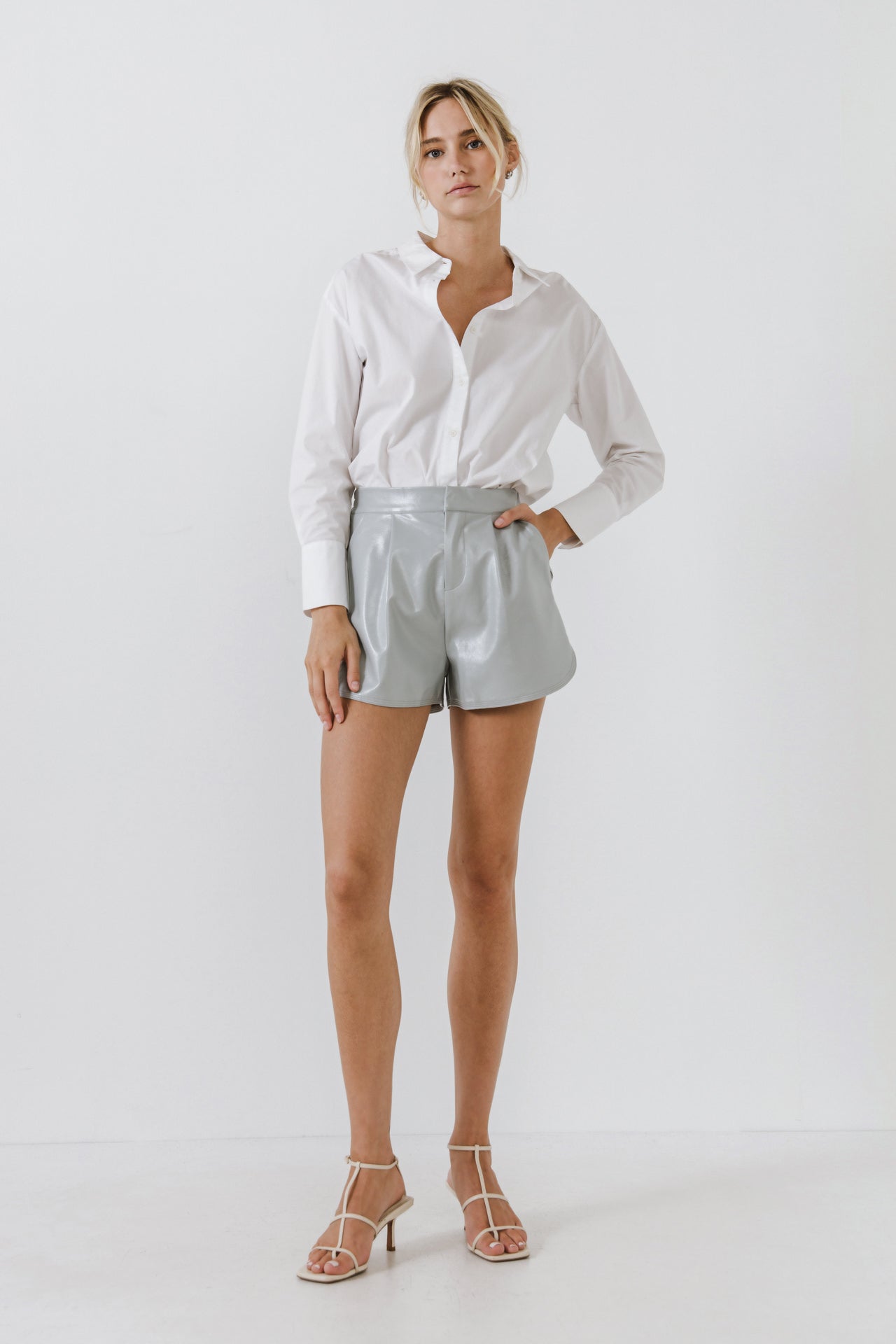 High-Waisted Faux Leather Shorts