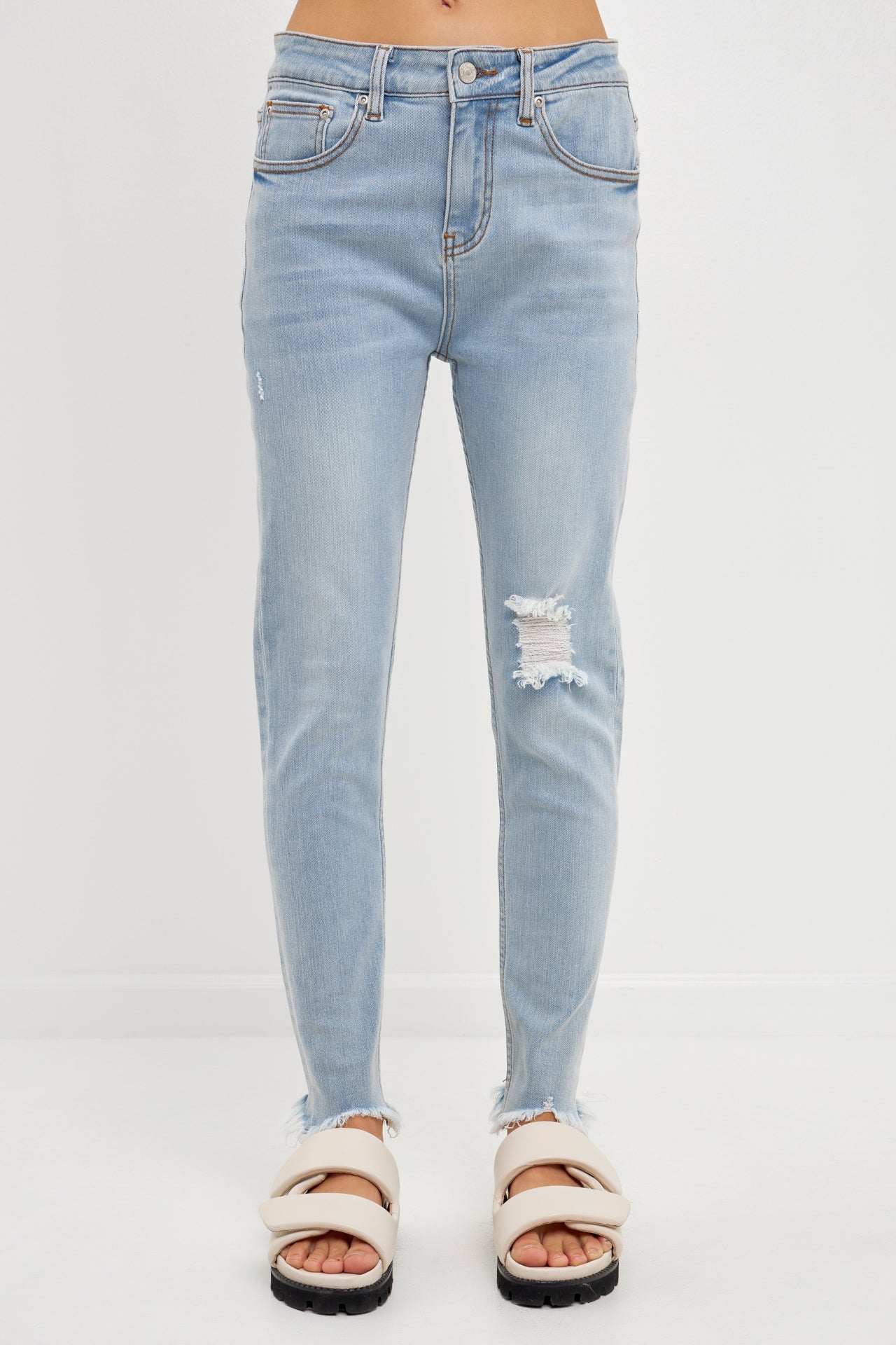 GREY LAB-Destroyed Skinny Jeans-JEANS available at Objectrare