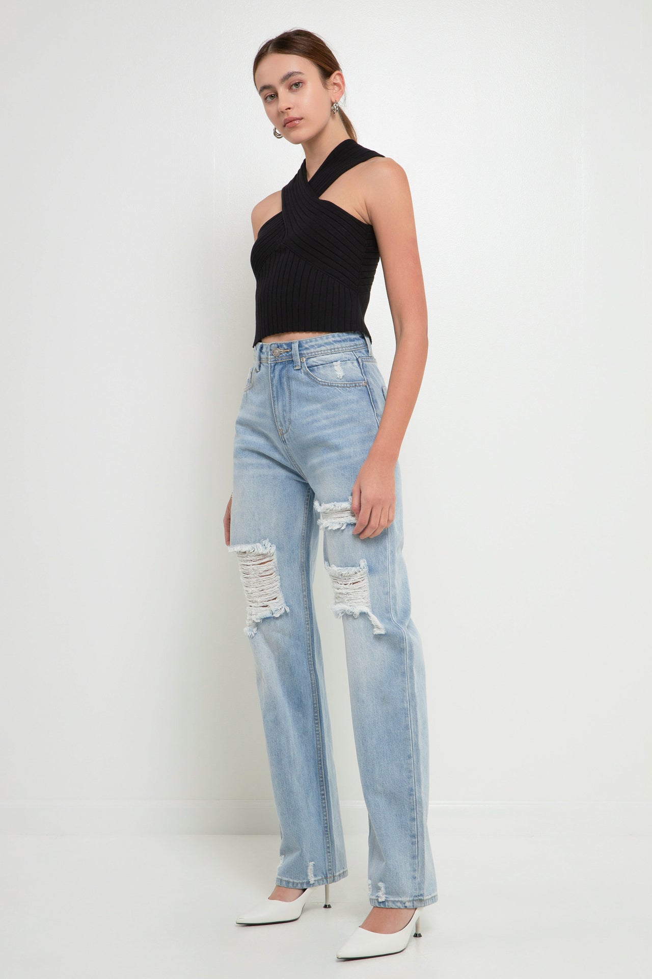 GREY LAB-Destroyed Jeans-JEANS available at Objectrare