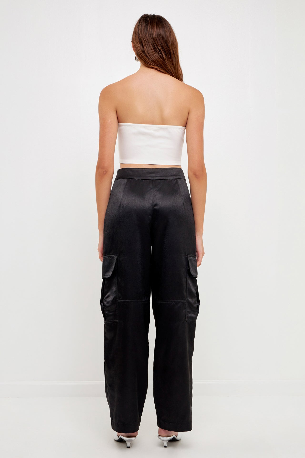 Buy For All The Love Wide Leg Satin Cargo Trousers - 14 | Trousers | Tu