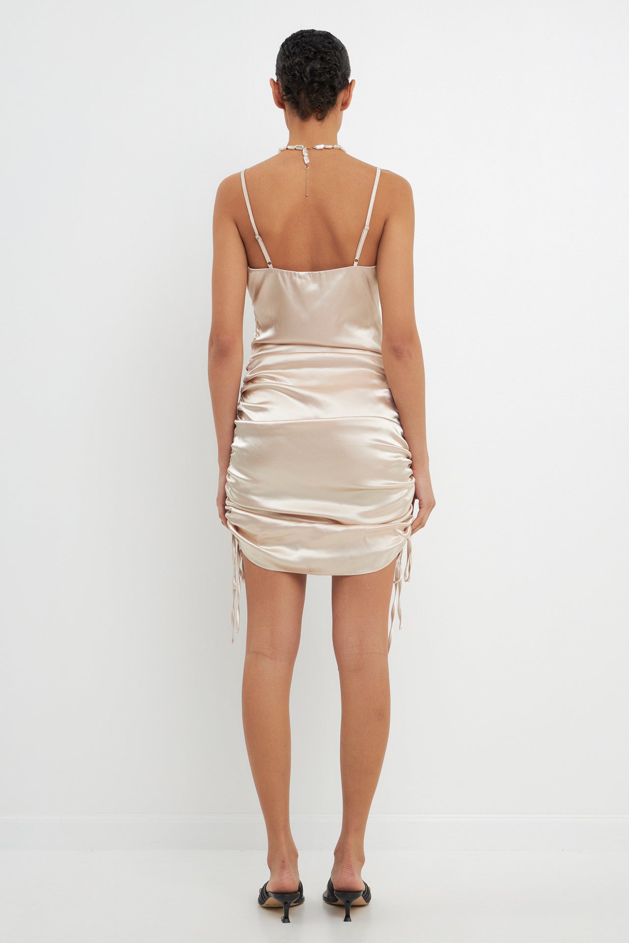 Satin Ruched Mini Dress