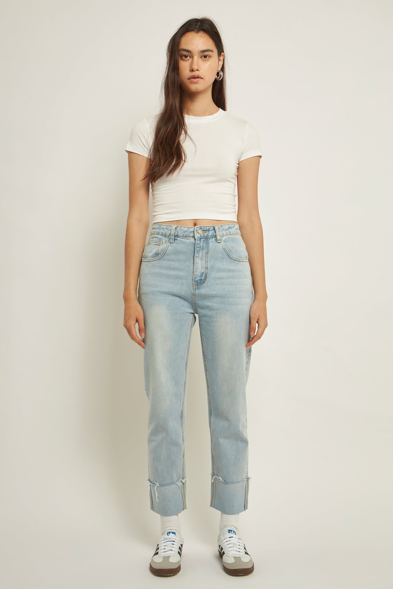 GREY LAB-Turn Over Hem Regular Fit Jeans-JEANS available at Objectrare
