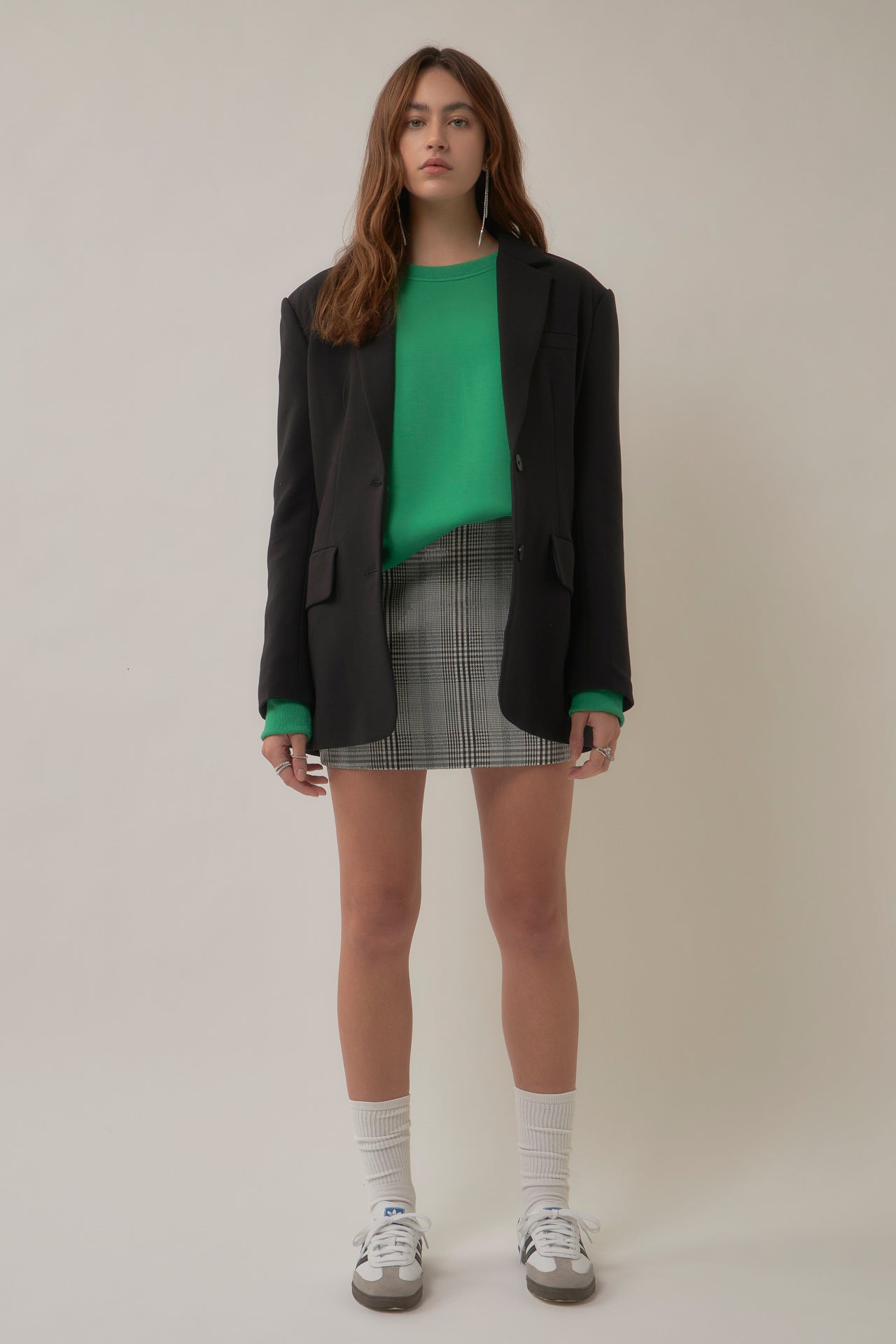 GREY LAB-Sequins Plaid Mini Skirt-SKIRTS available at Objectrare