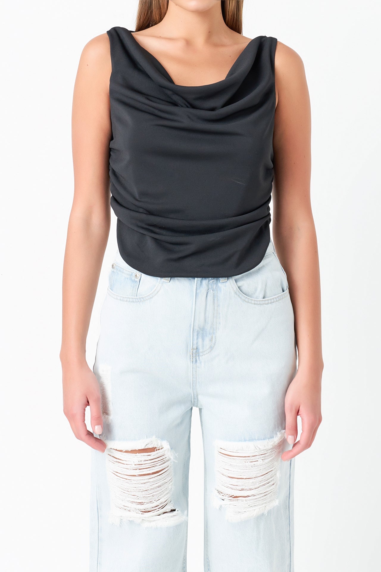 GREY LAB - Cowl Neck Ruched Top - TOPS available at Objectrare