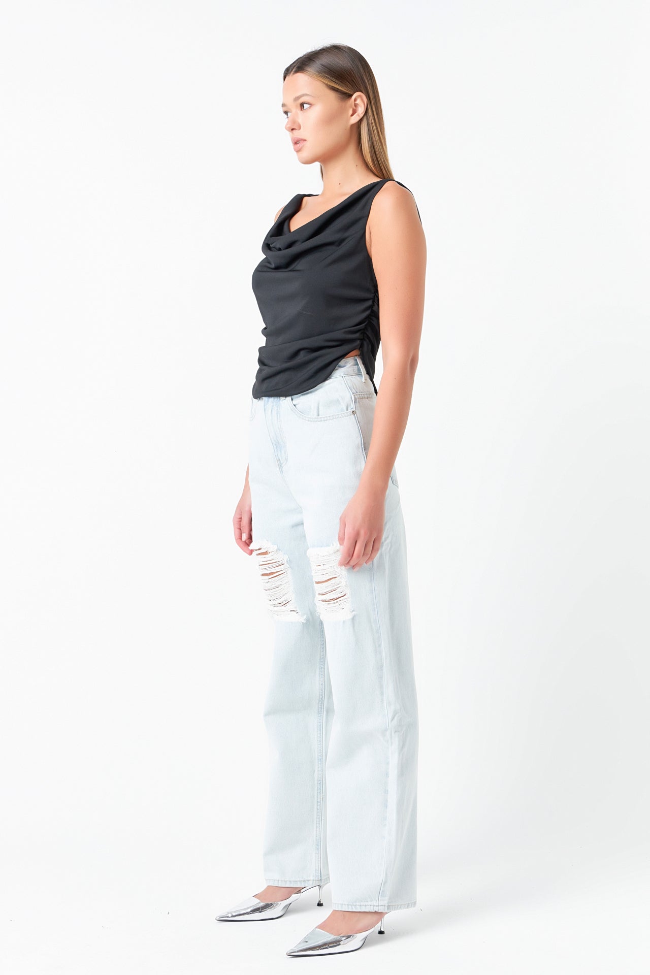 GREY LAB - Cowl Neck Ruched Top - TOPS available at Objectrare