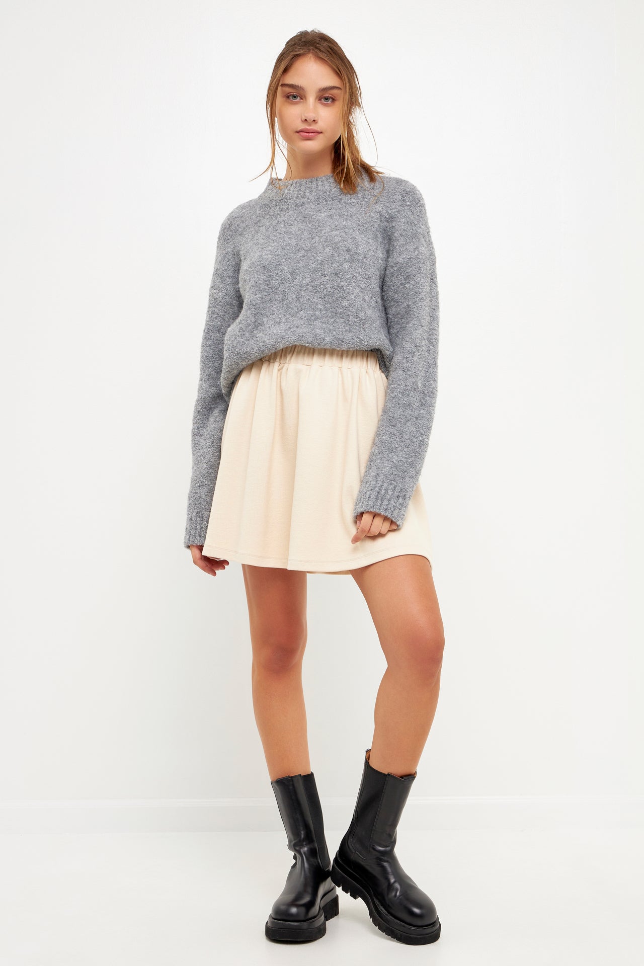 GREY LAB-Knit Mini Skirt-SKIRTS available at Objectrare
