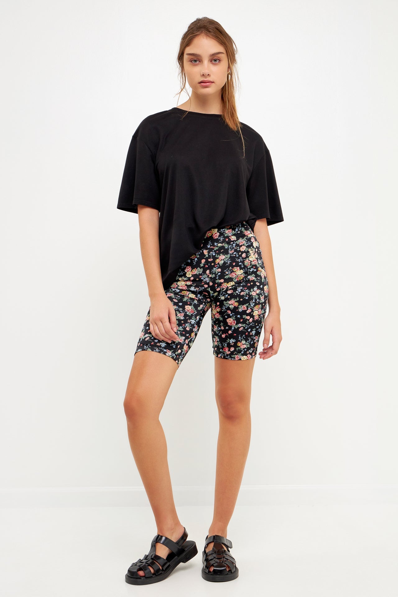 GREY LAB-Floral Print Bike Shorts-LOUNGE WEAR available at Objectrare